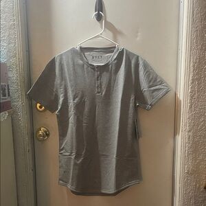 BYLT Basics Henley Casual Heather Gray Button Down Shirt